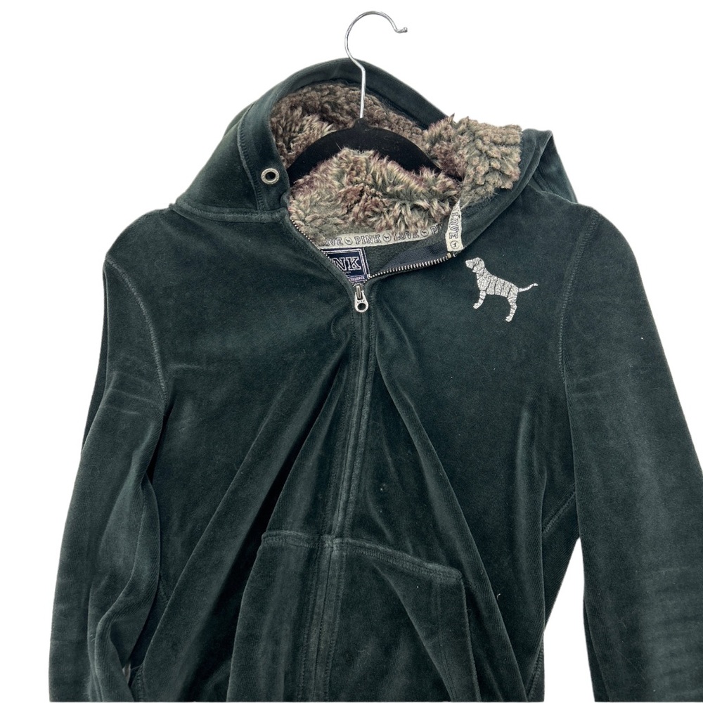 ‘09 Victoria’s Secret PINK Heart Love Jacket with Faux Fur Lined Hoodie - Picture 2 of 2